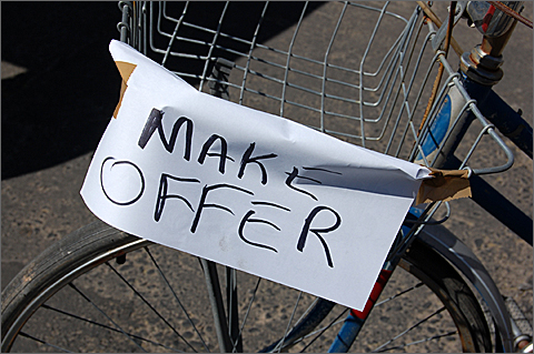 Bicycle Photography - Make Offer sign at Tucson's Bicycle Swap Meet