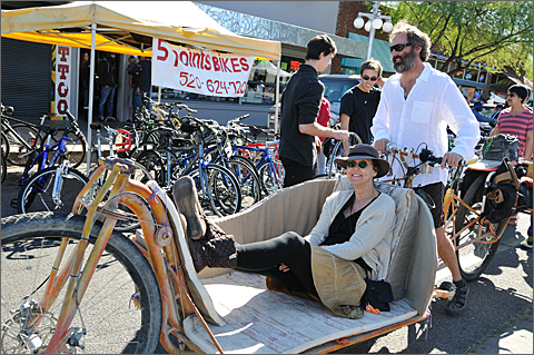 Bicycle photography - Pedal-powered couch at the Tucson, Arizona Bicycle Swap Meet on November 13, 2010