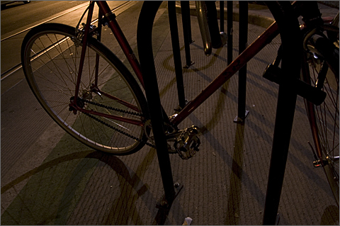 Bicycle photography - Nighttime bike rack