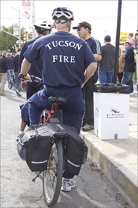 Event photography - Tucson Fire Department bike patrol at 4th Avenue Street Fair in Tucson, Arizona