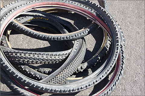 Bicycle Photography - Used bike tires at Tucson bicycle swap meet