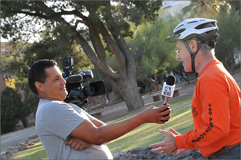 Bicycle photography - KVOA-TV interviews Tucson Mayor Jonathan Rothschild