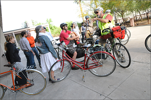 Bicycle photography - riders at City Hall during Bike to Work Week in Tucson, Arizona