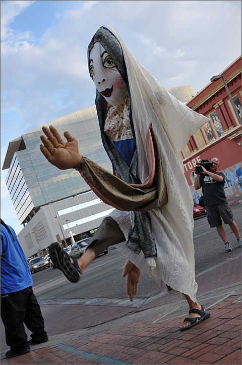 Event Photography - Costumed and masked performer at 2nd Saturdays Downtown, Tucson, Arizona