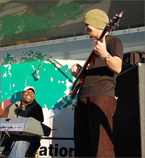 Event photography - Bass playing during concert at Tucson's annual Harambee Festival