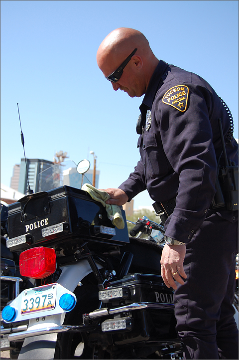 Event photography - Bike cleaning at Tucson Law Enforcement Motorcycle Festival and Swap Meet