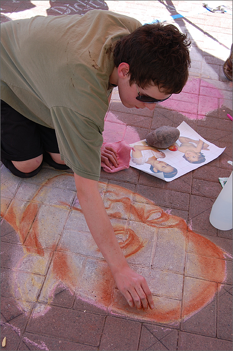 Event photography - Artist working at the 3rd Annual Tucson Madonnari Chalk Art Festival