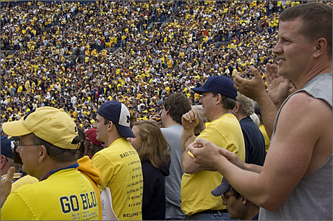 Event photography - Cheers during Michigan-Indiana football game, University of Michigan, Ann Arbor