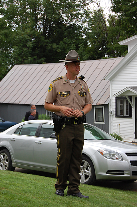 Event photography - Vermont State Police at health care reform rally in Peacham, Vermont