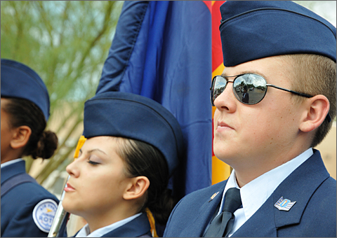 Event photography - Catalina High School Air Force Junior ROTC honor guard at Palo Verde Neighborhood July 4th parade, Tucson, Arizona