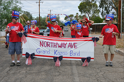 Event photography - Northway Avenue Grand Kazoo Band at Palo Verde Neighborhood July 4th parade, Tucson, Arizona