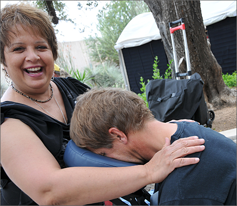 Event photography - mobile massage therapist at 2010 Tucson Folk Festival