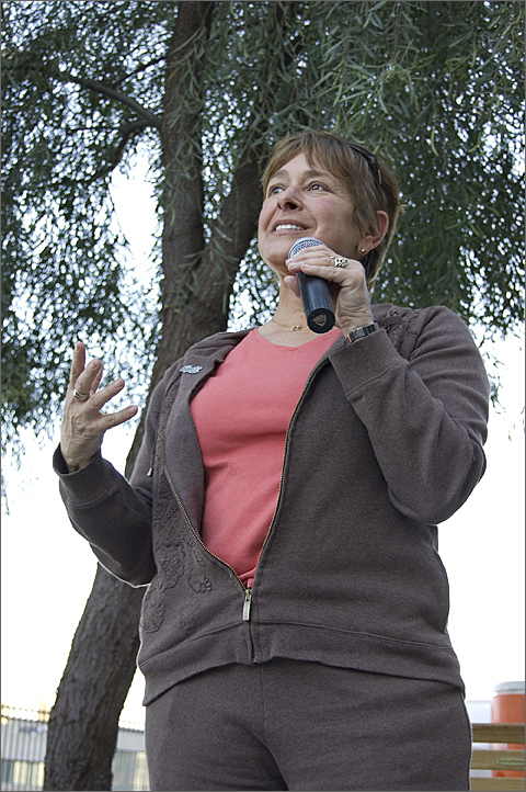 Nina Trasoff making a speech