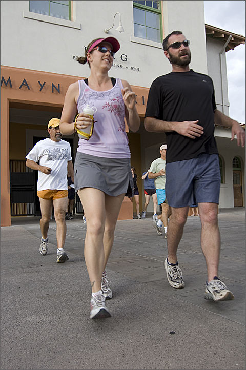 Runners leaving Maynards Kitchen for a run around Downtown Tucson, Arizona