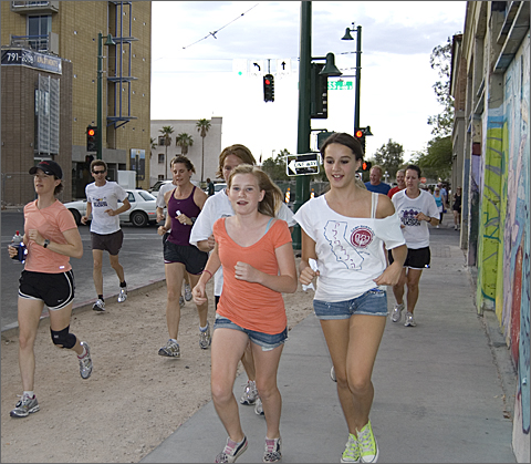 Runners heading into the Armory Park neighborhood, Tucson, Arizona