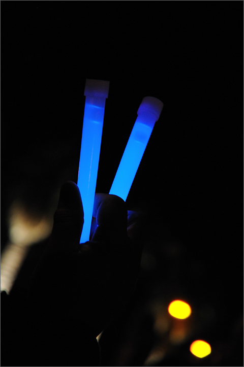 Event photography - Glow sticks at University of Arizona candlelight vigil to commemorate the victims of the January 8, 2011 shootings in Tucson