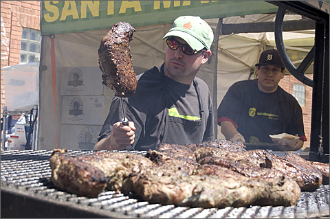 Event Photography - grilling steaks at the 4th Avenue 2010 Spring Street Fair, Tucson, Arizona