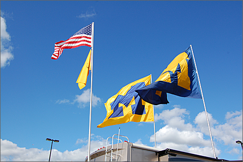 Event photography - Tailgate party flags near Michigan Stadium, Ann Arbor