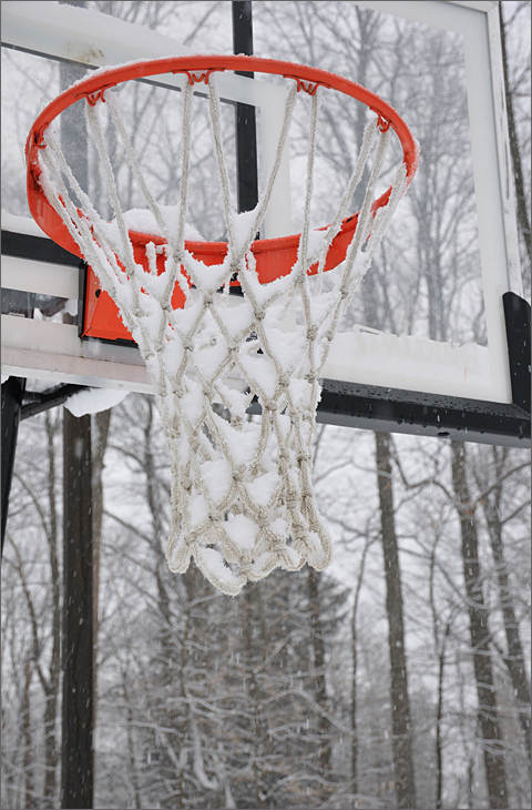 Nature photography - Basketball net during a snowstorm, Westtown, Pennsylvania