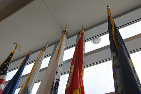 Travel photography - Military flags at Chicago Midway Airport, Illinois