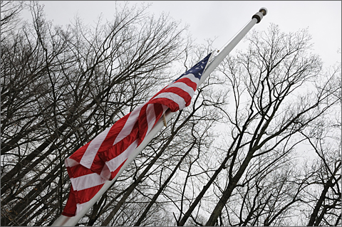 Travel photography - Penn Wood Elementary School flag, Westtown, Pennsylvania