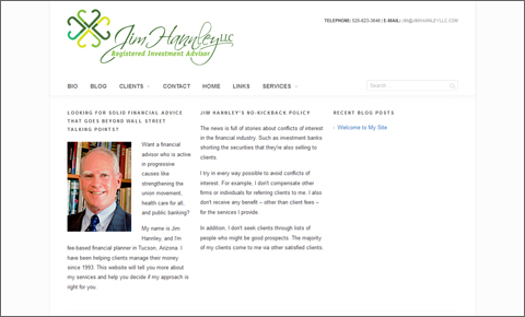 Web redesign - Current website of Jim Hannley LLC