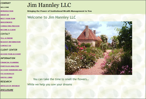 Web redesign - Previous website of Jim Hannley LLC